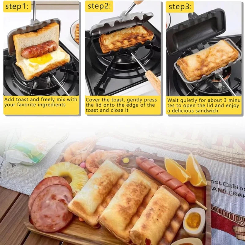 Sandwich Maker Pan: Non-Stick Double-Sided Toast Mold