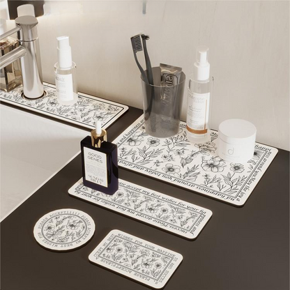 Multi-sized Black and White Vintage-style Water-absorbing Mat