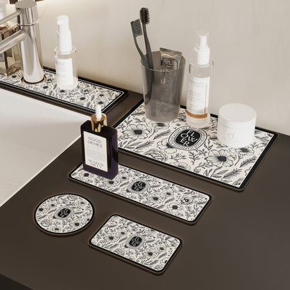 Multi-sized Black and White Vintage-style Water-absorbing Mat