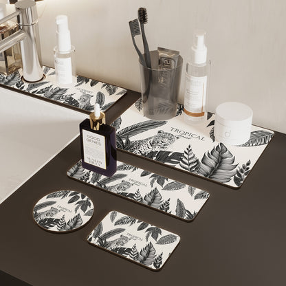 Multi-sized Black and White Vintage-style Water-absorbing Mat