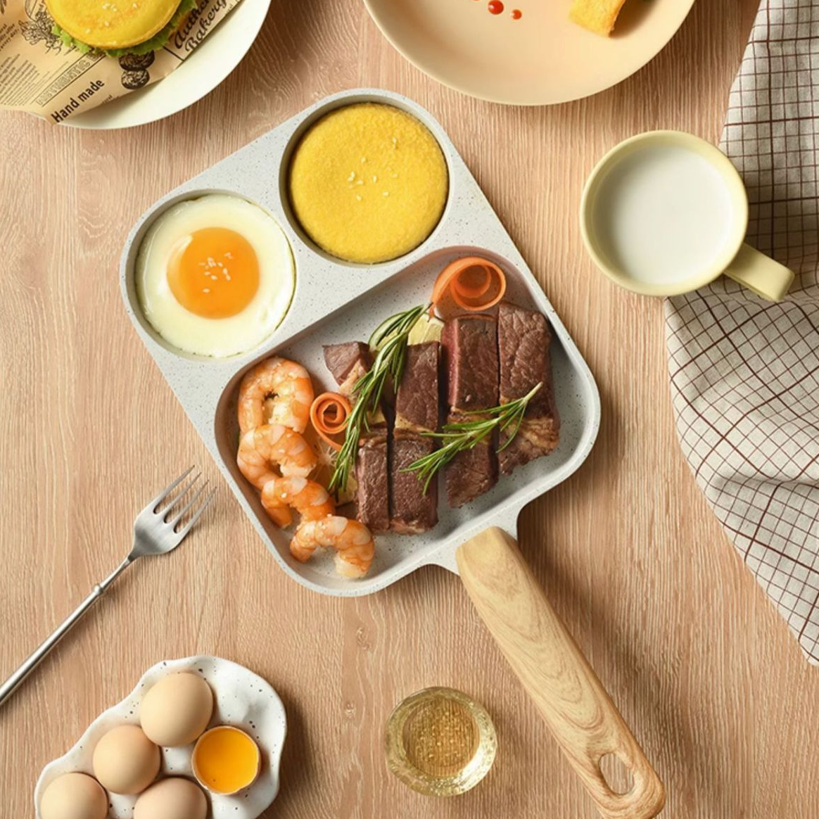 3-in-1 Nonstick Frying Pan: Ideal for Eggs, Bacon, and Burgers