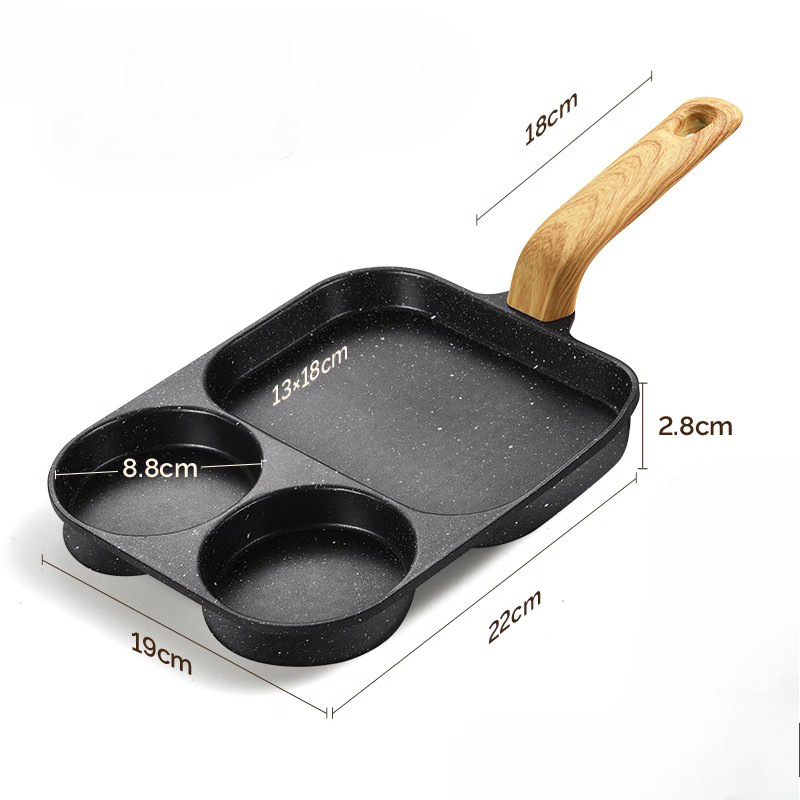 3-in-1 Nonstick Frying Pan: Ideal for Eggs, Bacon, and Burgers