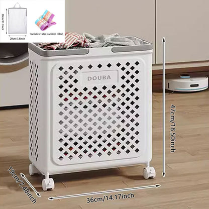 Large Capacity Collapsible Laundry Basket: Breathable Design & Built-In Wheels