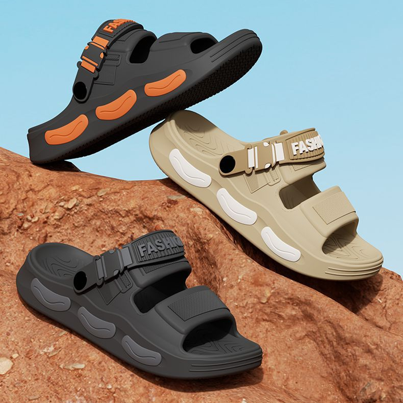Color-Block Sport Slides – Soft Sole & Non-Slip Design