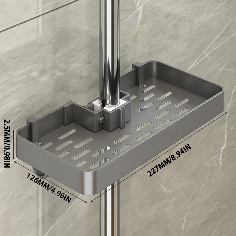 Shower Head Tray – Tool-Free Mount, Height Adjustable, Holds Toiletries