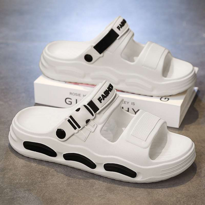Color-Block Sport Slides – Soft Sole & Non-Slip Design