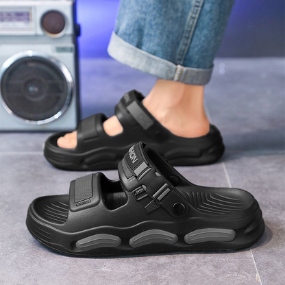 Color-Block Sport Slides – Soft Sole & Non-Slip Design