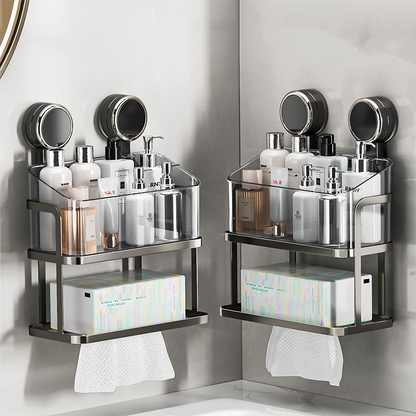 Double-Layer Suction Shelf – Drill-Free Mounting & Strong Load Capacity