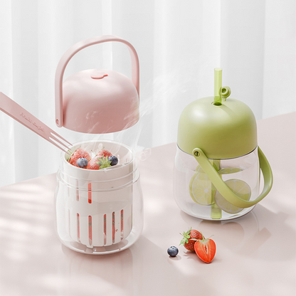 Salad & Fruit Cup – Built-in Ice Pack & Drainable Design
