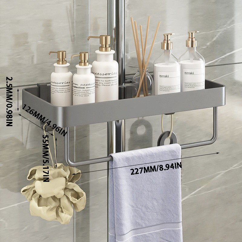Shower Head Tray – Tool-Free Mount, Height Adjustable, Holds Toiletries
