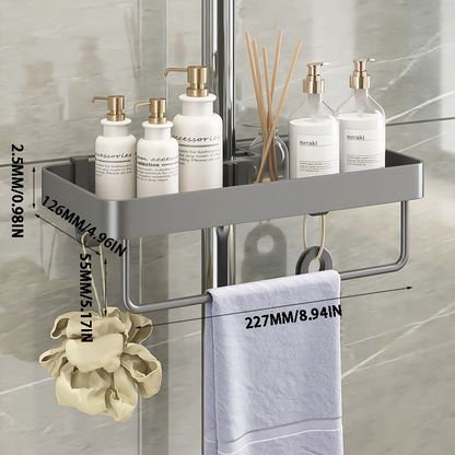 Shower Head Tray – Tool-Free Mount, Height Adjustable, Holds Toiletries