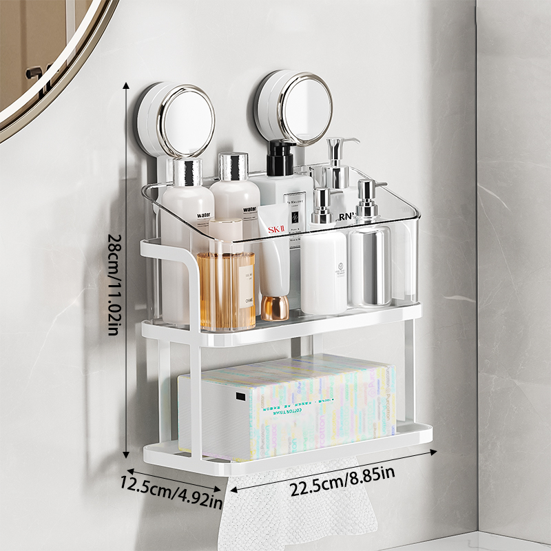 Double-Layer Suction Shelf – Drill-Free Mounting & Strong Load Capacity