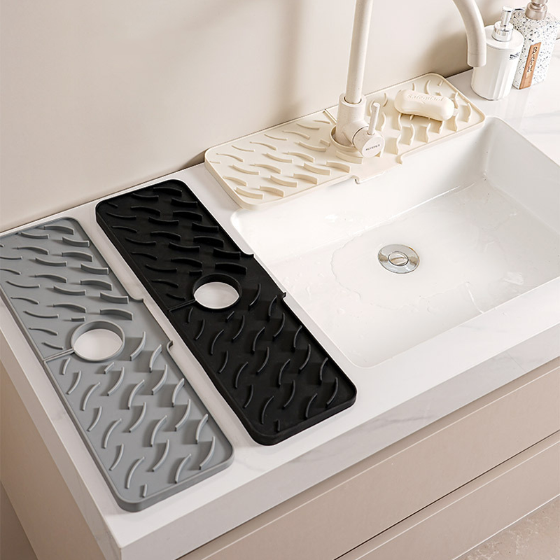 Wavy Silicone Faucet Draining Mat – Non-Slip & Thickened Design