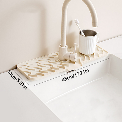 Wavy Silicone Faucet Draining Mat – Non-Slip & Thickened Design