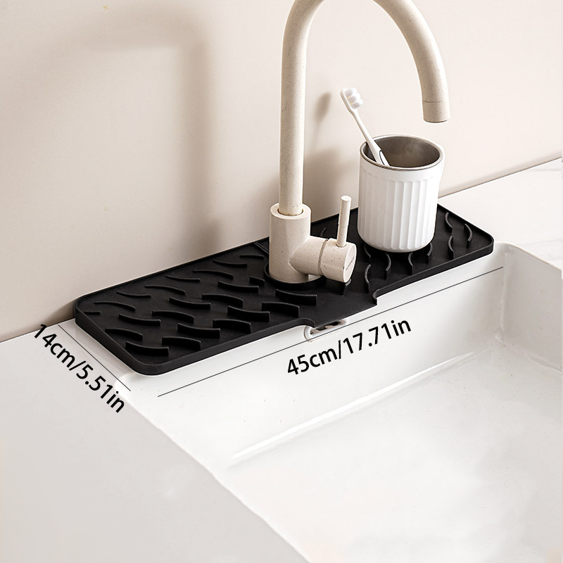 Wavy Silicone Faucet Draining Mat – Non-Slip & Thickened Design