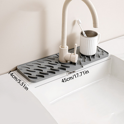 Wavy Silicone Faucet Draining Mat – Non-Slip & Thickened Design
