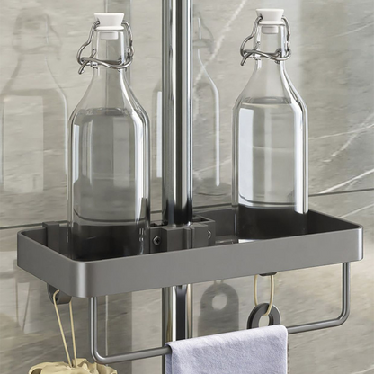 Shower Head Tray – Tool-Free Mount, Height Adjustable, Holds Toiletries