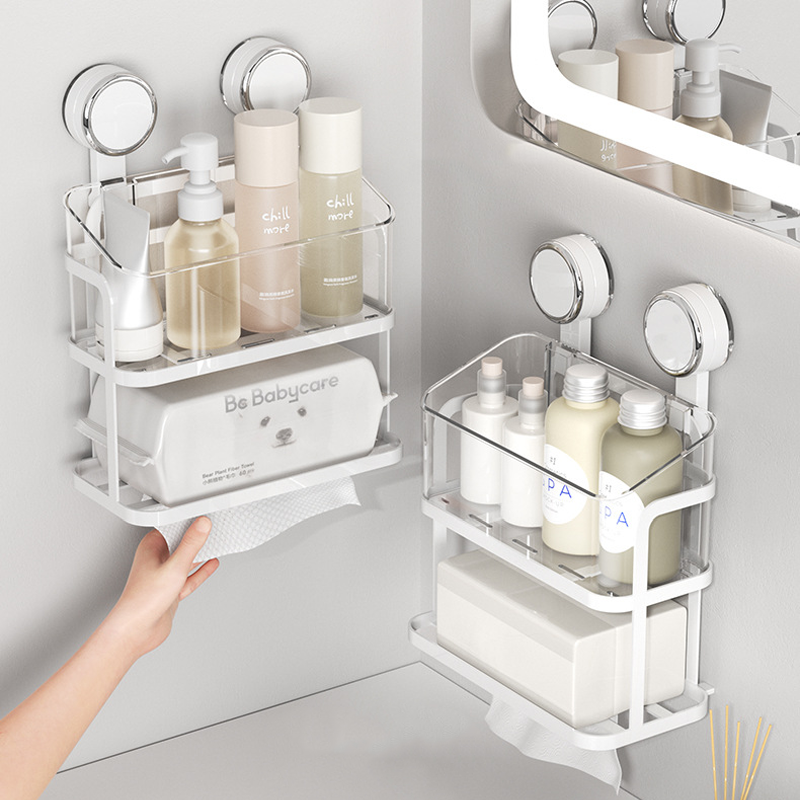 Double-Layer Suction Shelf – Drill-Free Mounting & Strong Load Capacity