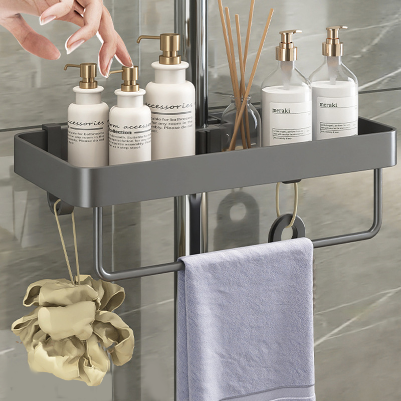 Shower Head Tray – Tool-Free Mount, Height Adjustable, Holds Toiletries