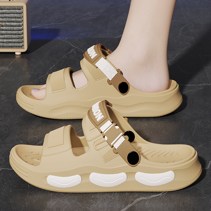Color-Block Sport Slides – Soft Sole & Non-Slip Design