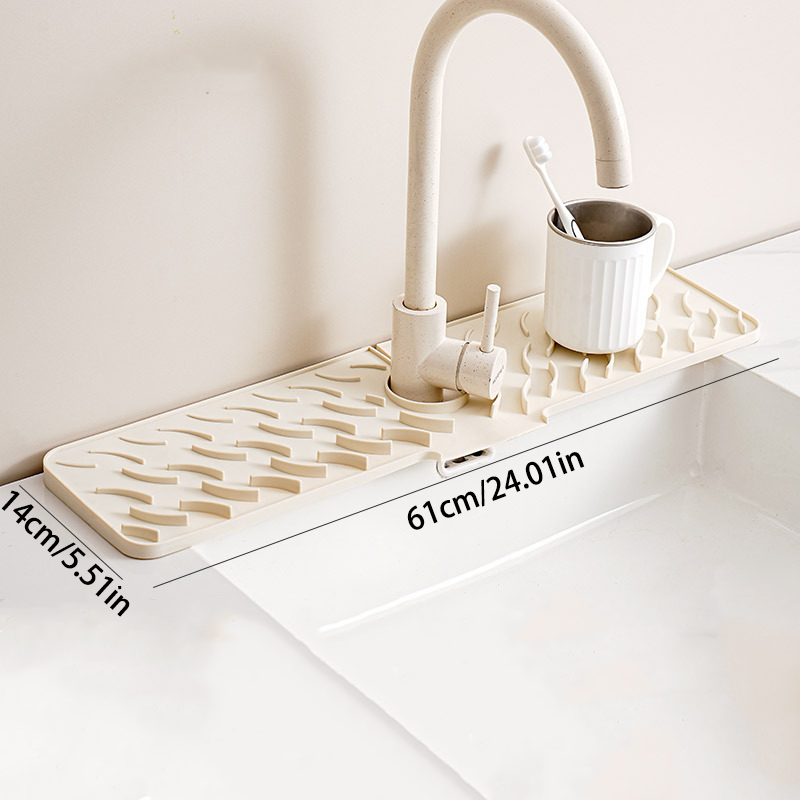 Wavy Silicone Faucet Draining Mat – Non-Slip & Thickened Design