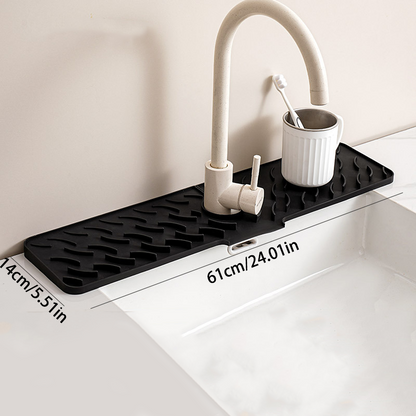 Wavy Silicone Faucet Draining Mat – Non-Slip & Thickened Design
