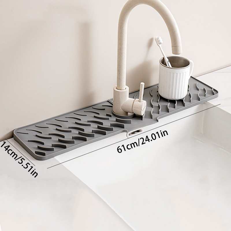 Wavy Silicone Faucet Draining Mat – Non-Slip & Thickened Design