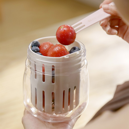 Salad & Fruit Cup – Built-in Ice Pack & Drainable Design
