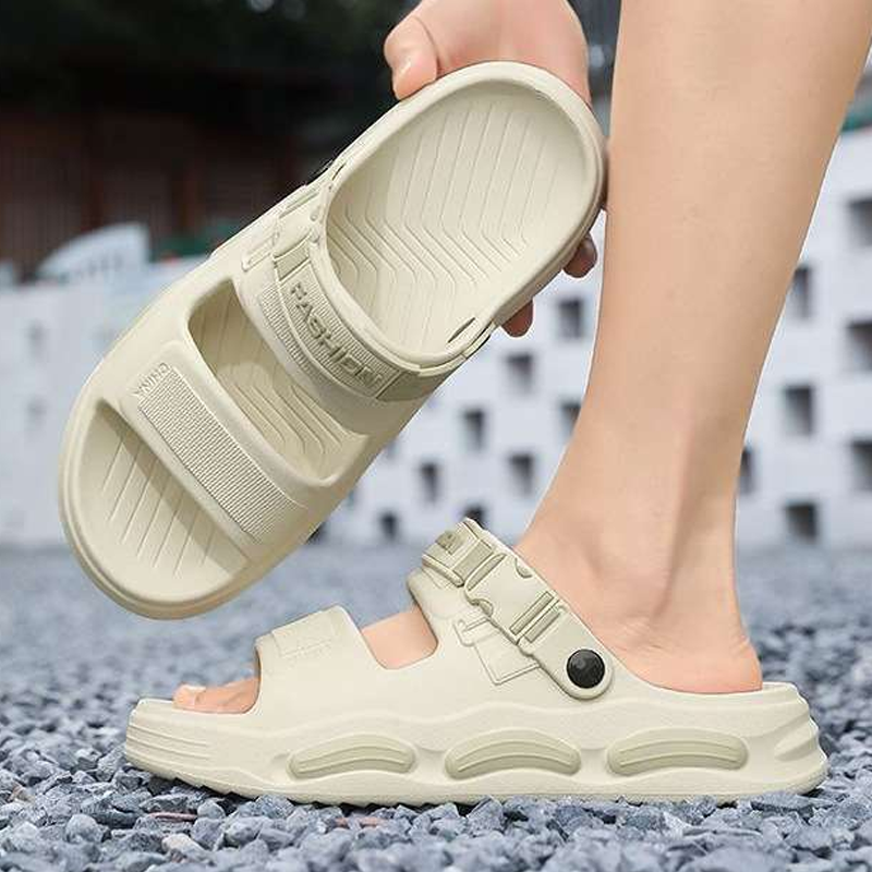 Color-Block Sport Slides – Soft Sole & Non-Slip Design