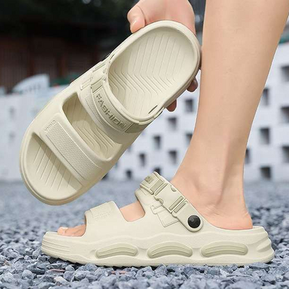 Color-Block Sport Slides – Soft Sole & Non-Slip Design