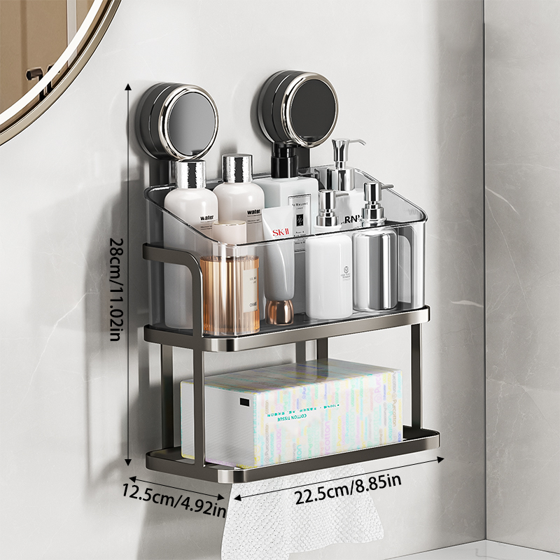 Double-Layer Suction Shelf – Drill-Free Mounting & Strong Load Capacity