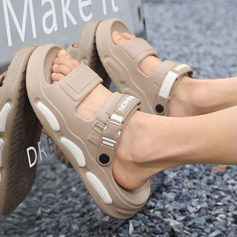 Color-Block Sport Slides – Soft Sole & Non-Slip Design