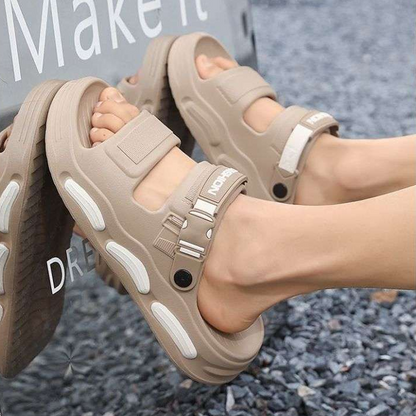 Color-Block Sport Slides – Soft Sole & Non-Slip Design