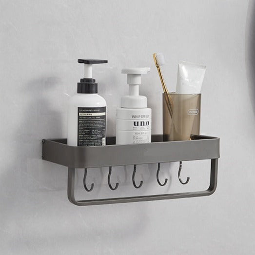 Luxury Space Aluminum Bathroom Shelf, Drill-Free Installation