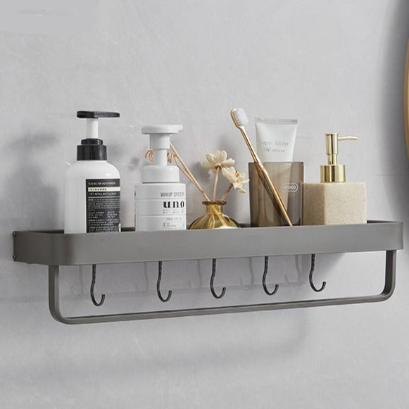 Luxury Space Aluminum Bathroom Shelf, Drill-Free Installation