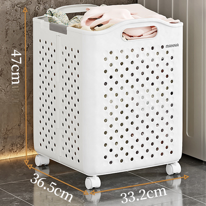 Large Capacity Collapsible Laundry Basket: Breathable Design & Built-In Wheels