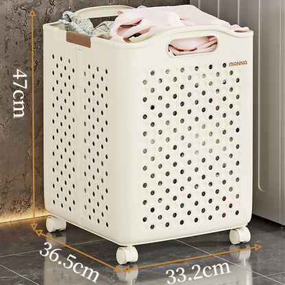 Large Capacity Collapsible Laundry Basket: Breathable Design & Built-In Wheels