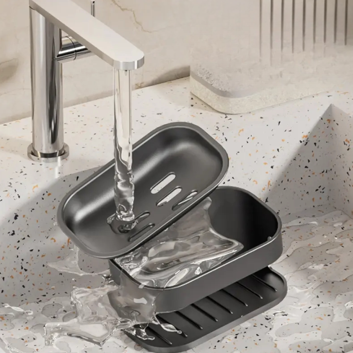 Suction Cup Wood Grain Soap Holder – Wall-Mounted & Draining Design