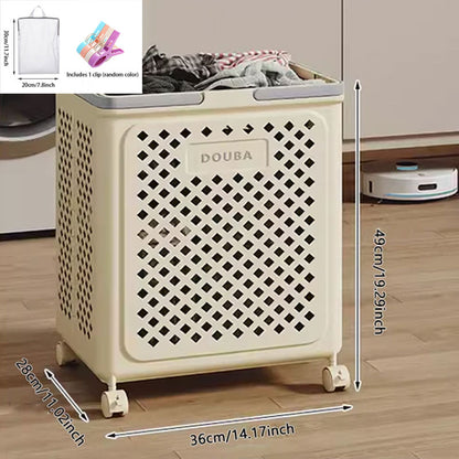 Large Capacity Collapsible Laundry Basket: Breathable Design & Built-In Wheels