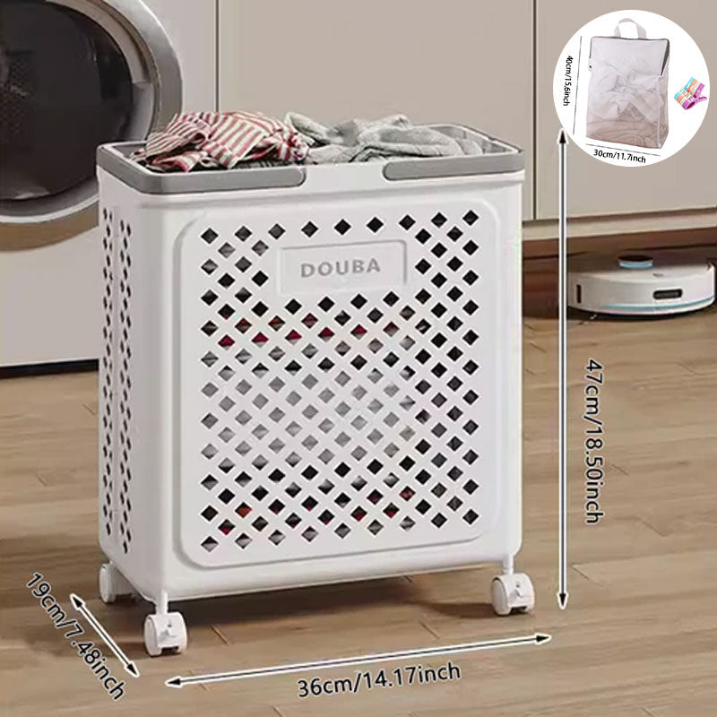 Large Capacity Collapsible Laundry Basket: Breathable Design & Built-In Wheels