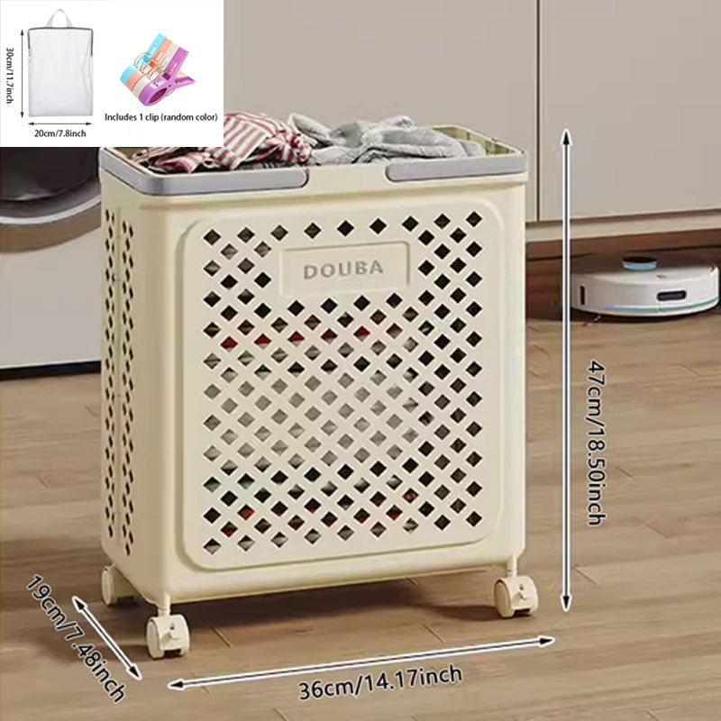 Large Capacity Collapsible Laundry Basket: Breathable Design & Built-In Wheels