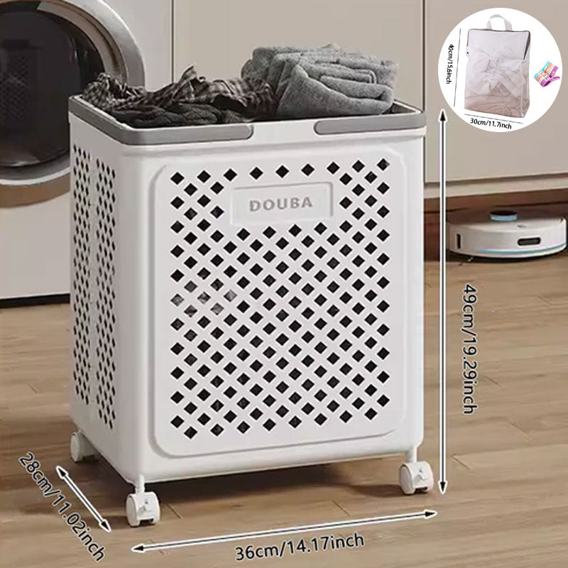 Large Capacity Collapsible Laundry Basket: Breathable Design & Built-In Wheels