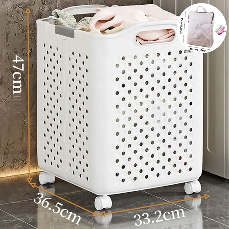 Large Capacity Collapsible Laundry Basket: Breathable Design & Built-In Wheels