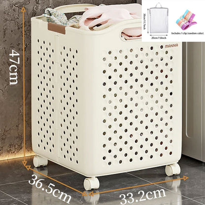 Large Capacity Collapsible Laundry Basket: Breathable Design & Built-In Wheels