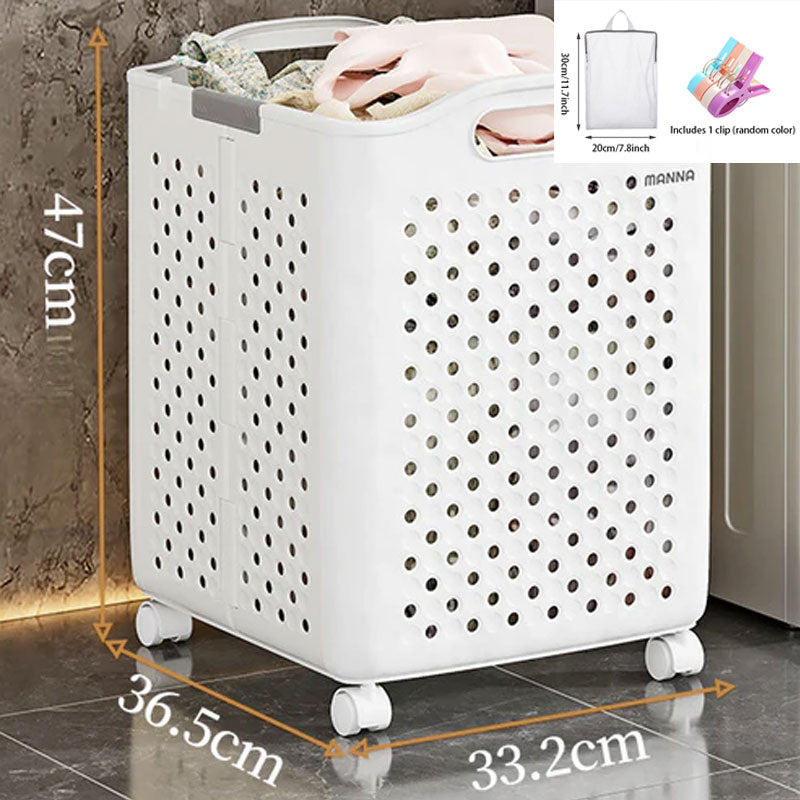 Large Capacity Collapsible Laundry Basket: Breathable Design & Built-In Wheels