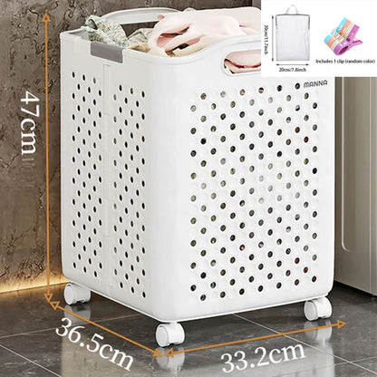 Large Capacity Collapsible Laundry Basket: Breathable Design & Built-In Wheels