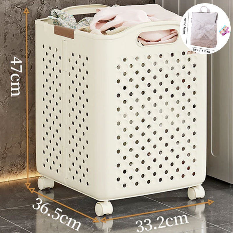 Large Capacity Collapsible Laundry Basket: Breathable Design & Built-In Wheels