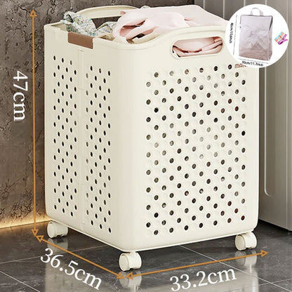 Large Capacity Collapsible Laundry Basket: Breathable Design & Built-In Wheels